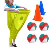 Granny Pants Yard Game for Adults, 1/2/4Pcs Freaky Party Games Pants with 4/8/16 Bouncy Balls and 2/4 Marker Cones, Yard Games Field Day Family Reunion Game Giant Outdoor Game Sets (Yellow)