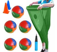 Granny Pants Yard Game for Adults - Funny Outdoor Game Set with 2 Giant Stretchy Pants, 5 Bouncy Balls & 2 Marker Cones - Hilarious Family Reunion & Backyard Party Game (Green)