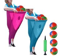 Granny Pants Yard Game, Granny Pants Outdoor Game Set, Fun Stretch Pants Granny Pants Catch Ball, Run and Jump Game, Giant Outdoor Game Set(Purple+Blue,Ball Match)