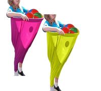 Granny Pants Yard Game, Granny Pants Outdoor Game Set, Fun Stretch Pants Granny Pants Catch Ball, Run and Jump Game, Giant Outdoor Game Set(Purple+Yellow,Regular)