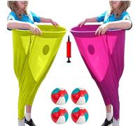 Granny Pants Yard Game Set, 2/4Pcs Freaky Party Games Pants, Giant Outdoor Party Game with Bouncy Balls, Family Reunion & Adult Yard Game for Groups(Pink+Yellow)