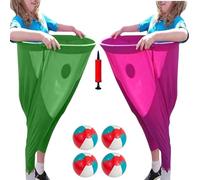 Granny Pants Yard Game Set, 2/4Pcs Freaky Party Games Pants, Giant Outdoor Party Game with Bouncy Balls, Family Reunion & Adult Yard Game for Groups(Green+Pink)