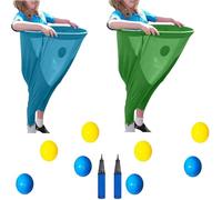 Granny Pants Yard Game Sets, Freaky Party Games Pants with 4 Bouncy Balls and Pump, Yard Games Field Family Reunion Game, Giant Outdoor Games Sets for Adults (2, Green+Blue)