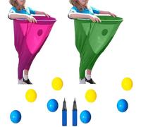 Granny Pants Yard Game Sets, Freaky Party Games Pants with 4 Bouncy Balls and Pump, Yard Games Field Family Reunion Game, Giant Outdoor Games Sets for Adults (2, Green+Red)