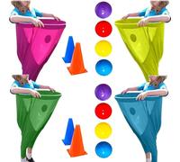 Granny Pants Yard Game Sets, Granny Pants Outdoor Game with Bouncy Balls and Marker Cones, Granny Pants Hula Hoop Game for Outdoor Birthday Party, Family Reunions (4 Sets)
