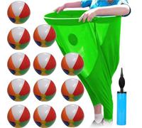 Granny Pants Yard Game Sets, Outdoors Game with 12 Bouncy Balls and 1 Air Pump, Funny Giant Stretchy Games Set, Party Family Reunion Games Night, for Kids & Adults (Green)