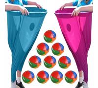 Granny-Pants Yard-Games Sets, Freaky Party Games Pants with Bouncy Balls Marker Cones and Pump, Oversized Outdoor Game Hula Hoop, Family Reunion Giants Outdoor Sets(F)
