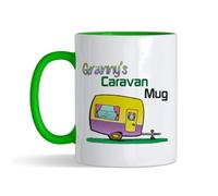 Granny’s Caravan Coffee Mug - Fun Retro Caravan Design, Gift for Grandmother, Camper Van & Caravan Lovers, Inside Coloured Mug,Ceramic Coffee, Tea Mug. (Green)