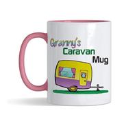 Granny’s Caravan Coffee Mug - Fun Retro Caravan Design, Gift for Grandmother, Camper Van & Caravan Lovers, Inside Coloured Mug,Ceramic Coffee, Tea Mug. (Pink)