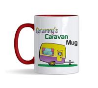 Granny’s Caravan Coffee Mug - Fun Retro Caravan Design, Gift for Grandmother, Camper Van & Caravan Lovers, Inside Coloured Mug,Ceramic Coffee, Tea Mug. (Red)