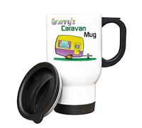 Granny’s Caravan Coffee Mug - Fun Retro Caravan Design, Gift for Grandmother, Camper Van & Caravan Lovers, Insulated Travel Mug, Coffee Mug. (White)