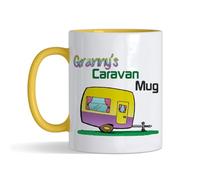 Granny’s Caravan Coffee Mug - Fun Retro Caravan Design, Gift for Grandmother, Camper Van & Caravan Lovers, Inside Coloured Mug,Ceramic Coffee, Tea Mug. (Yellow)