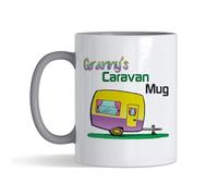 Granny’s Caravan Coffee Mug - Fun Retro Caravan Design, Gift for Grandmother, Camper Van & Caravan Lovers, Inside Coloured Mug,Ceramic Coffee, Tea Mug. (Grey)
