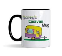 Granny’s Caravan Coffee Mug - Fun Retro Caravan Design, Gift for Grandmother, Camper Van & Caravan Lovers, Inside Coloured Mug,Ceramic Coffee, Tea Mug. (Black)