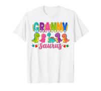 Granny Saurus Colorful Dinosaur Family Matching Value Graphic T-Shirt, Men, White, L
