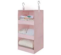 GRANNY SAYS 3-Shelf Hanging Closet Organizer, Collapsible Closet Hanging Shelves, Nursery Hanging Organizer, Pink, 29 ½" H X 12" W X 12" D, 1-Pack