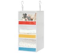 GRANNY SAYS 3-Shelf Hanging Clothes Organiser, Pack of 1 Wardrobe Organiser Hanging Shelves, Foldable Fabric Storage for Closet, White