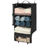 GRANNY SAYS 3-Shelf Hanging Travel Organizer Large, Portable Travel Hanging Shelves, Instant Wardrobe for Suitcase, Black Hanging Packing Cubes for Storage, Compression Hanging Clothes Organiser