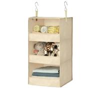 GRANNY SAYS 3 Tier Storage Organiser, Pack of 1 Foldable Wardrobe Storage 3 Shelves, Fabric Hanging Closet Organiser for Accessories T-Shirt, Khaki
