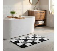 GRANNY SAYS Bath Mat 40 x 60 cm, Checkered Black Bathroom Rug, Non Slip Bathroom Mats Washable, Super Absorbent Bathmat, Plush Soft Bath Rugs for Floor, Decorative Bathroom Rug