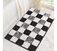 GRANNY SAYS Bath Mat 50 x 80 cm, Checkered Black Bathroom Rug, Non Slip Bathroom Mats Washable, Super Absorbent Soft Bath Rugs for Floor, Plush Bathmat Decorative