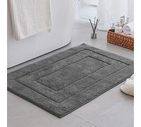 GRANNY SAYS Bath Matt Non Slip 60 x 90 cm, Pack of 1 Dark Grey Bath Mat Large, Super Soft and Water Absorbent Bath Mat, Microfiber Fluffy Shaggy Bath Rugs, Washable Bathroom Mat, Waterproof Bath Mat