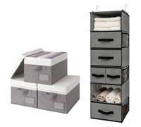 GRANNY SAYS Bundle of Cloth Storage Boxes with Lids and Hanging Storage Organiser