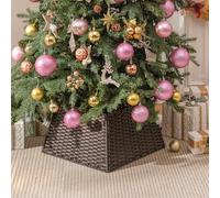 GRANNY SAYS Christmas Tree Skirt Wicker, Christmas Tree Base Basket for Pencil Tree, Waterproof Christmas Tree Skirts Wicker, Decor Xmas Tree Skirt, Christmas Tree Base Cover for Decorations, Brown