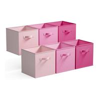 GRANNY SAYS Cube Storage Boxes 27x27 cm, Pack of 6 Fabric Storage Cubes, Cloth Square Baskets for Shelves, Foldable Cube Boxes, Cubby Unit Bins for Organising Accessories, Pink Gradient