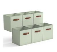 GRANNY SAYS Cube Storage Boxes 33x33 cm, Pack of 6 Fabric Storage Cubes, Square Baskets for Shelves, Collapsible Cube Bins, Kallax Boxes for Organising Accessory, Sage Green