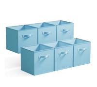 GRANNY SAYS Cube Storage Boxes, Pack of 6 Foldable Storage Cubes 27x27, Square Baskets for Shelves, Decorative Kallax Cube Boxes for Organising Craft Supplies, Light Blue