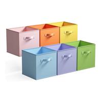 GRANNY SAYS Cube Storage Boxes, Pack of 6 Storage Cubes 27x27x27, Square Bins for Kallax Shelves, Collapsible Cube Box Organiser, Kallax Storage Boxes for Organising Clothes Kids Toys, Colorful
