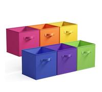 GRANNY SAYS Cube Storage Boxes, Pack of 6 Storage Cubes 27x27x27, Square Storage Boxes for Shelves, Collapsible Storage Cube Boxes, Kallax Storage Boxes for Organising Toys Accessory, Dark Colorful