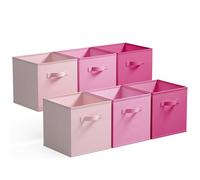 GRANNY SAYS Cube Storage Boxes, Pack of 6 Storage Cubes 33X33 cm, Fabric Square Boxes for Shelves, Collapsible Cube Bins, Kallax Storage Box for Bedroom Organising Toys Accessory, Pink Gradient