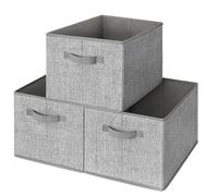 GRANNY SAYS Extra Large Storage Boxes, Pack of 3 Closet Storage Baskets for Shelves, Fabric Storage Bin, Clothes Storage Bins with Handle, Foldable Storage Boxes for Wardrobe Organizing Clothes, Grey