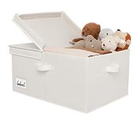 GRANNY SAYS Fabric Storage Box with Lid, Large Storage Basket for Shelves, Decorative Basket Organizer, Foldable Cloth Bin with Lids for Bedroom Wardrobe Organizing Clothes, Extra Large, White