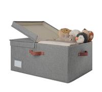 GRANNY SAYS Fabric Storage Box with Lid, Large Storage Box for Shelves, Decorative Storage Basket Organizer, Foldable Storage Bin with Lids for Wardrobe Organizing Clothes, Extra Large, Dark Grey