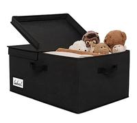 GRANNY SAYS Fabric Storage Box with Lid, Large Storage Box for Shelves, Decorative Storage Basket Organizer, Foldable Cloth Storage Bin with Lids for Wardrobe Organizing Clothes, Extra Large, Black