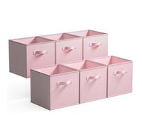 GRANNY SAYS Fabric Storage Cubes, Pack of 6 Cube Storage Boxes 27x27x27, Square Storage Baskets for Shelves, Collapsible Storage Cube Boxes, Cube Storage Unit Boxes for Organising Accessory, Pink