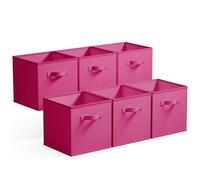 GRANNY SAYS Fabric Storage Cubes, Pack of 6 Cube Storage Boxes 27x27x27, Square Baskets for Shelves, Collapsible Cube Boxes, Cubby Unit Boxes for Living Room Organising Accessory, Rose Red