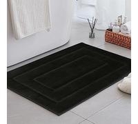 GRANNY SAYS Large Bath Mats for Bathroom 60 x 90 cm, Black Bath Mat Non Slip, Soft Bathroom Mats Water Absorbent, Microfiber Fluffy Shaggy Bath Rugs Decorative, Machine Washable Bath Matt for Floor