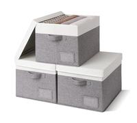 GRANNY SAYS Large Storage Boxes with Lids, Pack of 3 Top of Wardrobe Storage Boxes, Fabric Baskets for Clothes Shelves, Wardrobe Box Organisers for Organising Bedroom