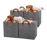 GRANNY SAYS Large Storage Cubes, Pack of 4 Grey Storage Boxes for Shelves, Square Storage Boxes with Handles and Metal Frame, Foldable Fabric Boxes for Cube Storage, Cube Storage Boxes 33x33x33 cm