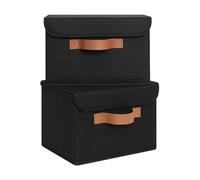 GRANNY SAYS Small Storage Boxes with Lids, Pack of 2 Folding Wardrobe Storage Boxes Lidded, Fabric Baskets for Bedroom Shelves Organising, Wardrobe Organisation, Black, 25.5 x 20.5 x 17.5 cm