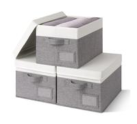 GRANNY SAYS Storage Boxes With Lids Fabric, Pack of 3 Top of Wardrobe Organiser, Baskets for Shelves, Clothes Storage Boxes for Organising