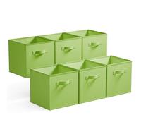 GRANNY SAYS Storage Cube Boxes 27x27 cm, Pack of 6 Fabric Storage Cubes, Square Cloth Baskets for Shelves, Foldable Cube Boxes, Cubby Unit Bins for Organising Accessories, Bright Green