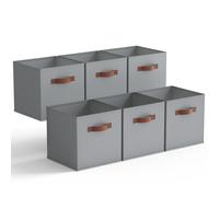 GRANNY SAYS Storage Cube Boxes 27x27 cm, Pack of 6 Fabric Storage Cubes, Square Cloth Baskets for Shelves, Foldable Cube Boxes, Cubby Unit Bins for Organising Accessories, Blue Grey
