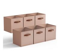 GRANNY SAYS Storage Cube Boxes 27x27 cm, Pack of 6 Fabric Storage Cubes, Square Cloth Baskets for Shelves, Foldable Cube Boxes, Cubby Unit Bins for Organising Accessories, Dusty Pink