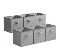 GRANNY SAYS Storage Cube Boxes 30x30x30 cm, Pack of 6 Fabric Storage Cubes, Square Cloth Baskets for Shelves, Foldable Cube Boxes, Cubby Unit Bins for Organising Accessories, Grey