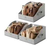 GRANNY SAYS Trapezoid Storage Bin, Closet Shelf Organizers, Fabric Storage Bins with Handles, Closet Shelf Organizers and Storage, Closet Bins for Organizing Clothes Towels, Small, Gray, 3-Pack